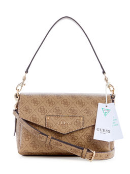 Guess - Latte Brown Printed Eco Brenton Flap Sling Bag