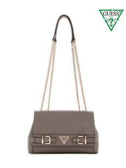 Guess - Dark Taupe Solid Eco Ali Convertible Sling Bag