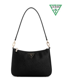 Guess - Black Textured Eco Jazlynn Top Zip Shoulder Bag