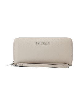 Guess - Sand Beige Printed Abbas Zip Around Wallet