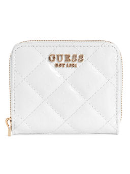 Guess - White Textured Laurel Zip Around Wallet