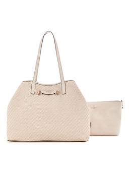 Guess - Shell Beige Textured Vikky Tote Bag with Pouch (Set of 2)