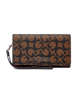 Guess - Dark Brown Printed Abbas Phone Organizer Wallet