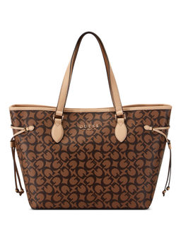 Guess - Cocoa Brown Printed Ashburn Tote Bag