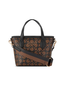 Guess - Dark Brown Printed Ashburn Mini Shoulder Bag