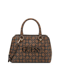 Guess - Dark Brown Printed Reinee Satchel Bag