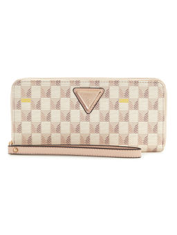 Guess - Blush Pink Logo Printed Wave Zip Around Wallet