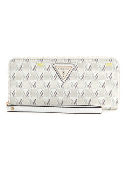 Guess - Stone Beige Logo Printed Wave Zip Around Wallet