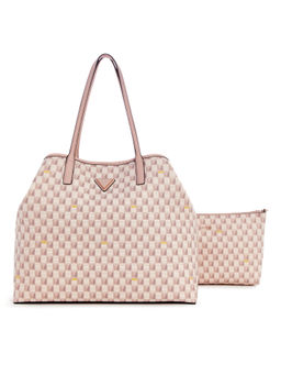 Guess - Blush Pink Printed Wave Shoulder Bag with Pouch (Set of 2)