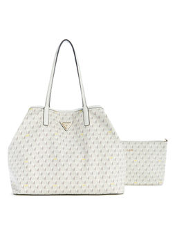 Guess - Stone Grey Logo Printed Wave Shoulder Bag with Pouch (Set of 2)