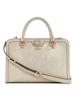 Guess - Beige Textured Orlina Society Satchel Bag