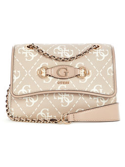Guess - Sand Beige Printed Izzy Convertible Sling Bag