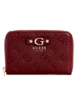 Guess - Claret Red Self Design Gerty Zip Around Wallet