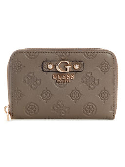 Guess - Dark Taupe Self Design Gerty Zip Around Wallet