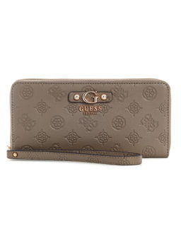 Guess - Dark Taupe Self Design Gerty Zip Around Wallet