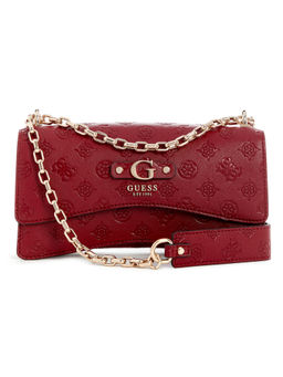 Guess - Claret Red Self Design Gerty Convertible Sling Bag