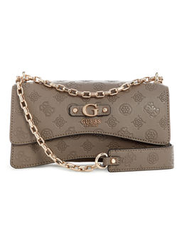 Guess - Dark Taupe Self Design Gerty Convertible Sling Bag