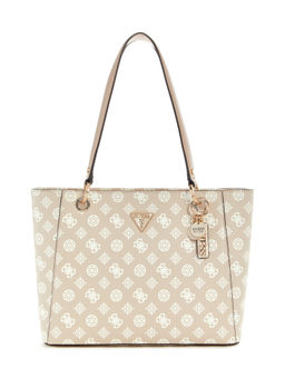 Guess - Sand Beige Logo Printed Noelle Tote Bag
