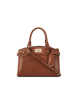 Guess - Brown Solid Hayworth Satchel Bag