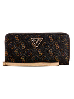 Guess - Black Logo Printed Laurel Zip Around Wallet