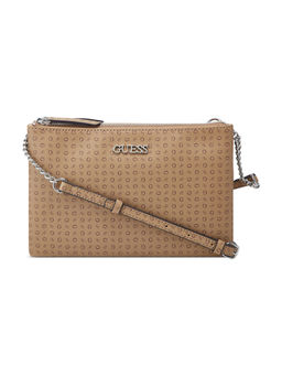 Guess - Mocha Brown Printed Tidewood Mini Sling Bag
