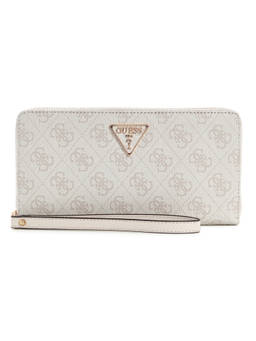 Guess - Dove Grey Logo Printed Laurel Cheque Organizer Zip Around Wallet
