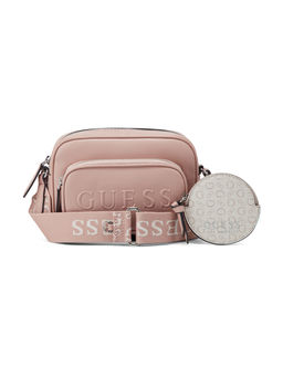 Guess - Mauve Solid Lya Mini Double Zip Sling Bag with Pouch (Set of 2)