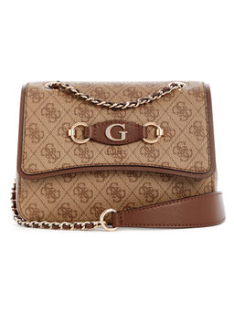 Guess - Latte Brown Printed Izzy Convertible Sling Bag