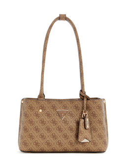 Guess - Latte Brown Printed Meridian Shoulder Bag