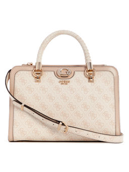 Guess - Sand Beige Printed Orlina Logo Society Satchel Bag
