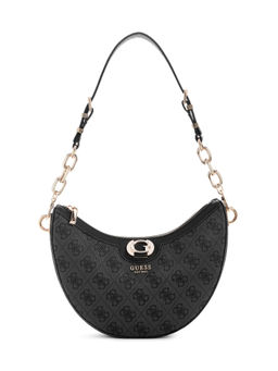 Guess - Coal Grey Logo Printed Orlina Logo Top Zip Hobo Bag