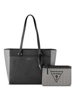 Guess - Coal Grey Multi Printed Delphine Tote Bag With Pouch (Set of 2)