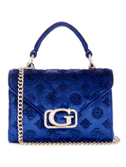 Guess - Sapphire Blue Self Design Zalina Mini Top Handle Sling Bag