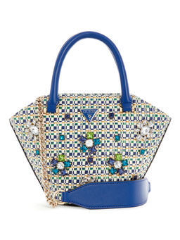 Guess - Sapphire Blue Multi Self-Design Beauvoir Bucket Bag