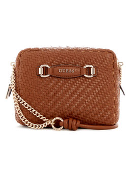 Guess - Cognac Brown Textured Francy Sling Bag