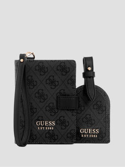 Guess - Coal Grey Logo Self Design Orlina Passport Case With Luggage Tag (Set of 2)