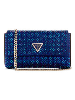 Guess - Sapphire Blue Embellished Zalina Flap Clutch