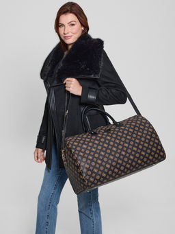 Guess - Black Logo Printed Wilder Weekender Duffle Bag