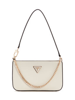 Guess - Bone Beige Solid Noelle Mini Top Zip Shoulder Bag