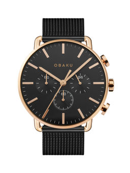 Obaku - Havn-Night V232GCVBMB Black Dial Chronograph Watch For Men