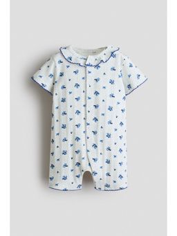 H&M - Girls White Floral-Print Cotton Sleepsuit
