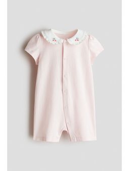 H&M - Girls Pink Collared Cotton Sleepsuit