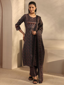 Libas - Black Embellished/Sequined Three Fourth Sleeves Kurta Pant & Dupatta