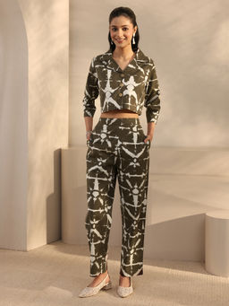 Libas - Olive Printed Three Fourth Sleeves Co-ord Set