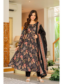 JAIMINI - Black Printed Full Sleeves Kurta Pant & Dupatta