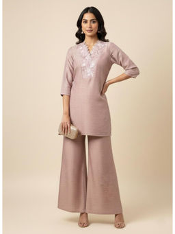 Autumnlane - Mauve Solid/Plain Three Fourth Sleeves Co-ord Set