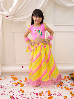 KID1 - Unicorn Lehenga and Choli With Dupatta-Pink