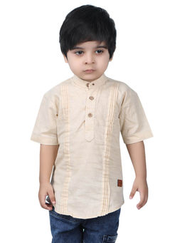 Polka Tots - Cream Cotton Half Sleeve Festive Wear Kurta