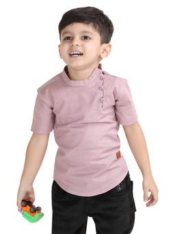 Polka Tots - Pink Cotton Half Sleeve Festive Wear Kurta