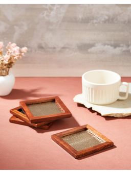 Fabindia - Brass Swarnim Wooden Coasters
